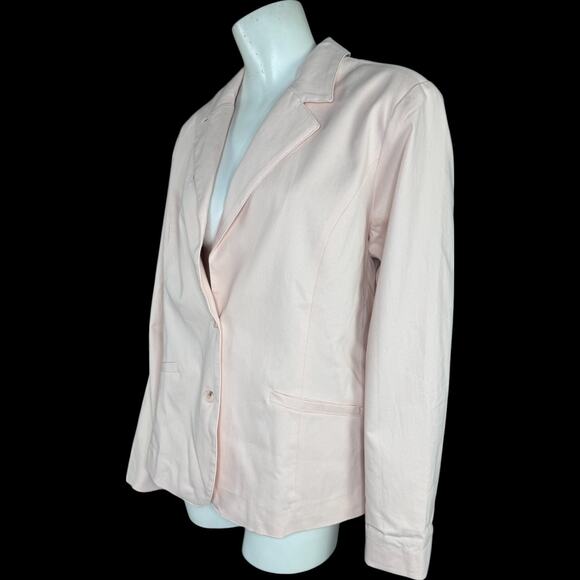 Lawrence Zarian Blazer Large Pink NWOT BEAUTIFUL Notch Collar Lined Cotton - Picture 5 of 13